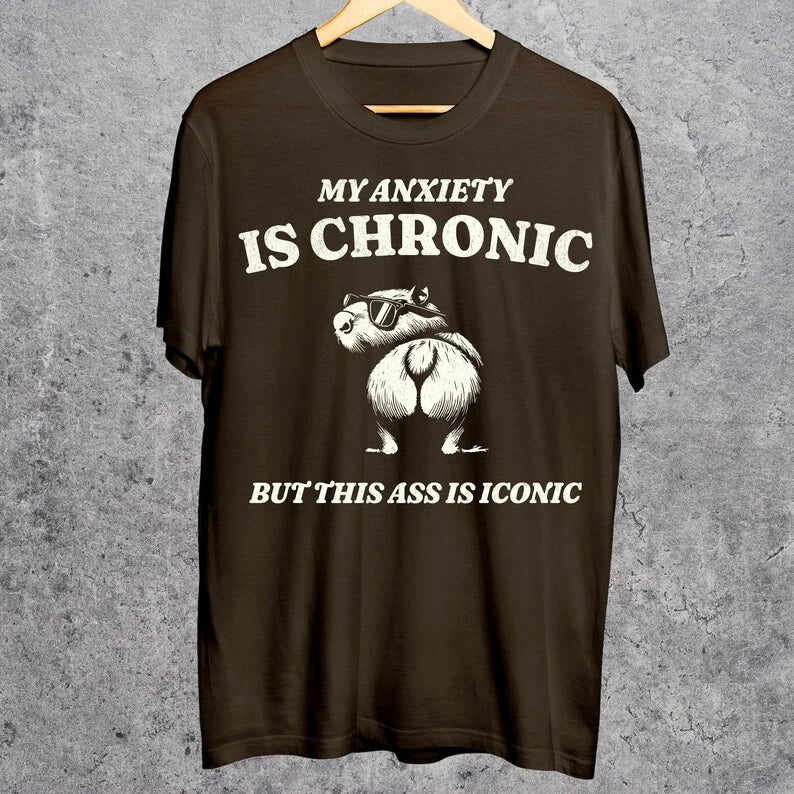 Raccoon My Anxiety Is Chronic But This Ass Is Iconic T-Shirt Meme