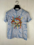 Rugrats Shirt Mens Small Blue Tie Dye Graphic Crew Neck Stretch Chuckie Finster