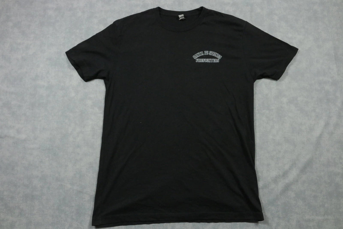 Santa Fe Springs Firefighters Shirt Mens Large Black Graphic Skull Local 3507