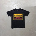 Hanes T-Shirt Mens M Black Caution Introvert Handle With Care Graphic Warning