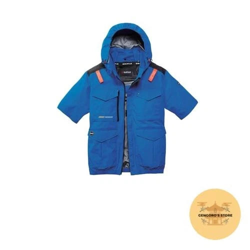 Cooling Fan Short Sleeve Jacket BURTLE AC2106 XL Ocean Blue No Fan Japan