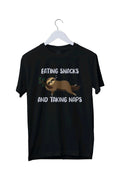 Eating Snacks And Taking Naps Funny Sloth Cute Lazy Hungry T-Shirt Mens All Size