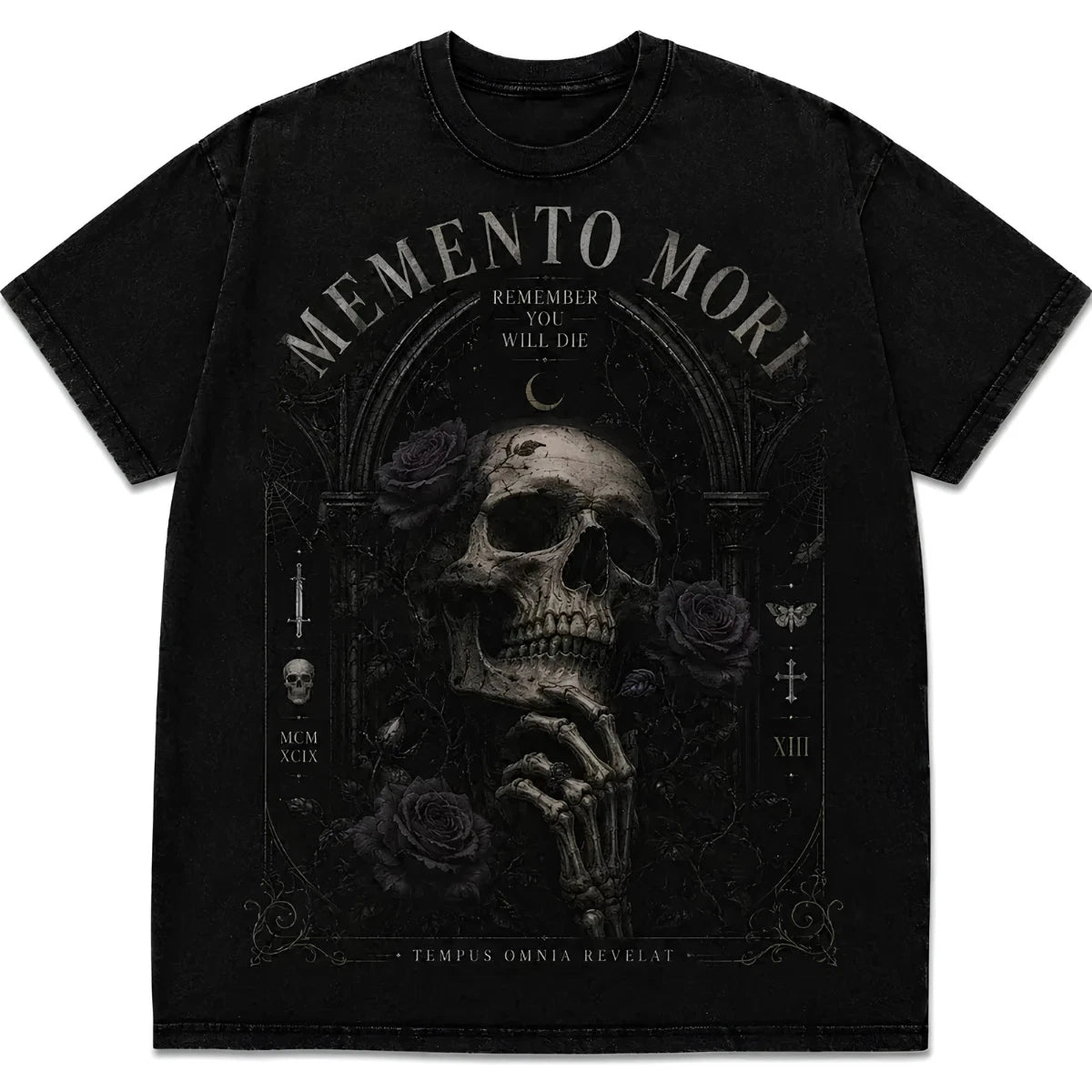 Skull Rose Dark Academia Tee Vintage Graphic Shirt Memento Mori Gothic