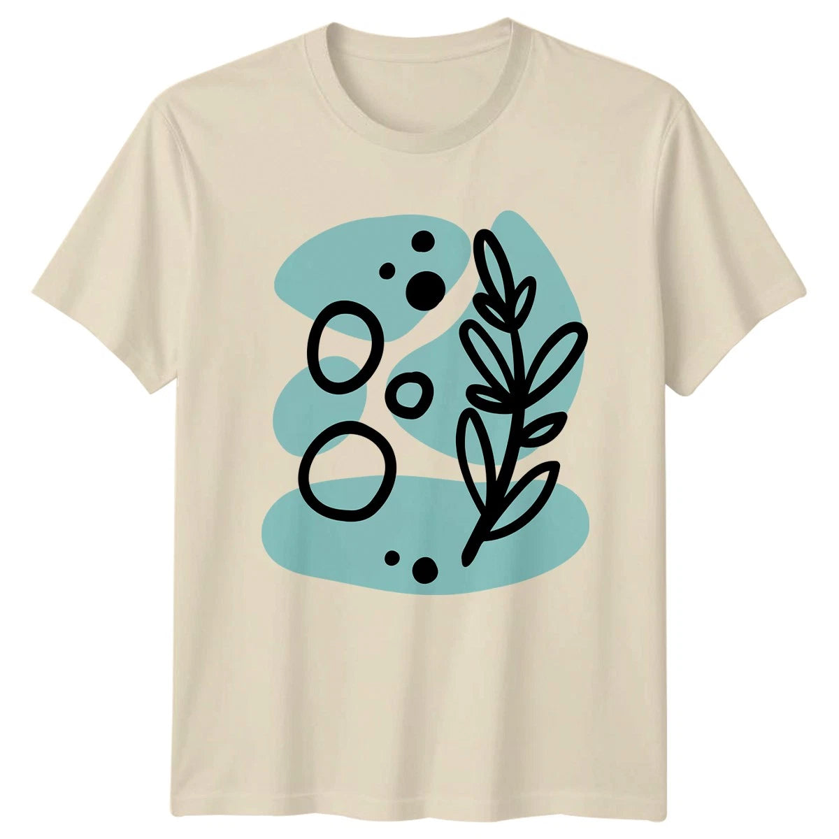 Minimalist Botanical Leaf And Dots T-Shirt Abstract Art Nature Birthday Gift