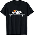 Camping Heartbeat RV Trailer Graphic Tee for Outdoor Enthusiasts Sizes S-5XL