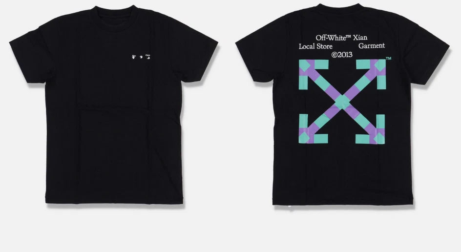 Black Off White Tee Reprint Xi’an Exclusive Arrows Logo Streetwear Shirt S-5XL