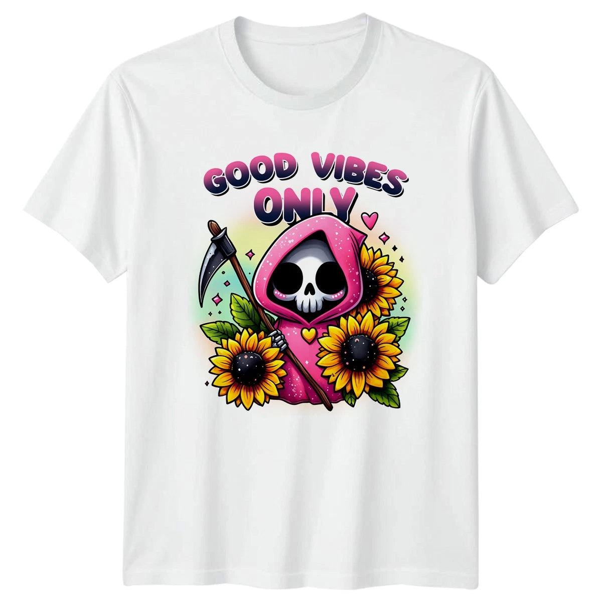 Good Vibes Only Cute Grim Womens T-Shirt Kawaii Goth Lifestyle Birthday