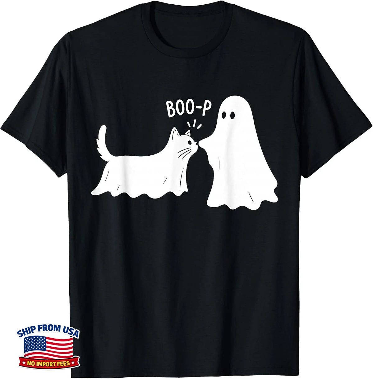 Boo Boo-p Cat Ghost Funny Halloween Cat Lovers Cat Mom T-Shirt