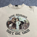 Vintage RARE 80s Love Animals Don't Eat Them Long Sleeve Activism Art T Shirt M