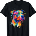 Colorful Pit Bull Watercolor Splash Art T-Shirt – Vibrant Dog Lover Gift Tee