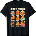 Cute Capybara Moods Funny Animal Graphic Illustration T-Shirt