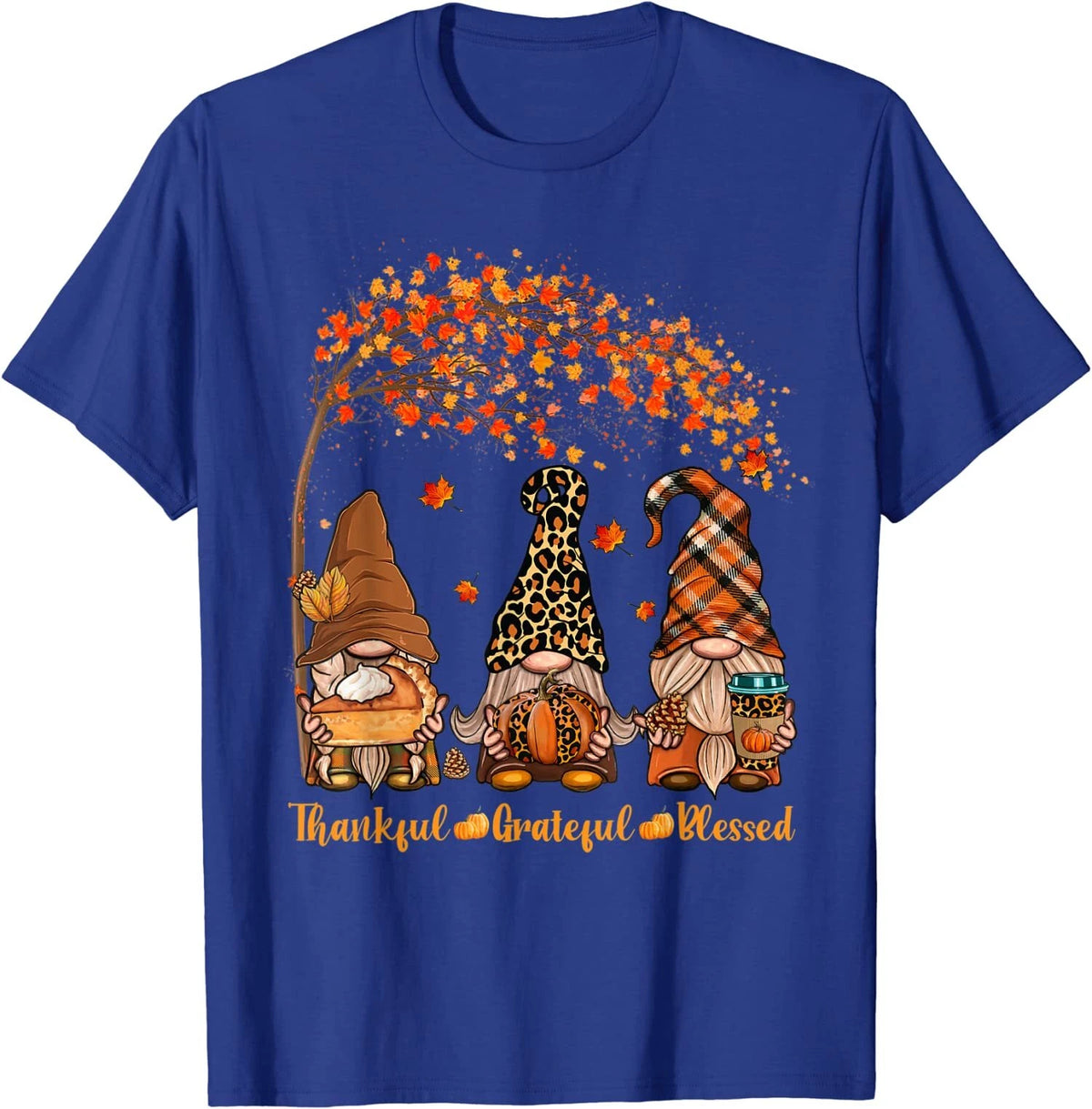 Thankful Grateful Blessed Gnome Thanksgiving Leopard Unisex T-Shirt