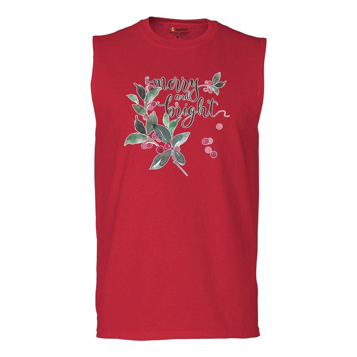 Merry and Bright Cute Christmas Muscle Shirt Jolly Santa Clause Xmas Men's
