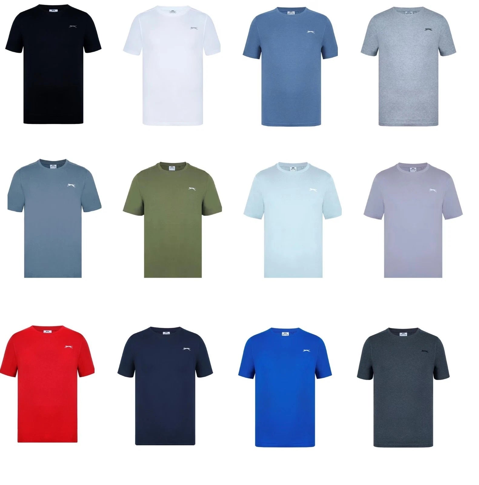 Mens Slazenger 100% Cotton Plain Crew Neck T Shirt XS S M L XL XXL 3XL 4XL BNWT