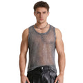 Men Tank Stage Performance Top Round Neck Vest Trendy Clubwear Loose Fit Edgy