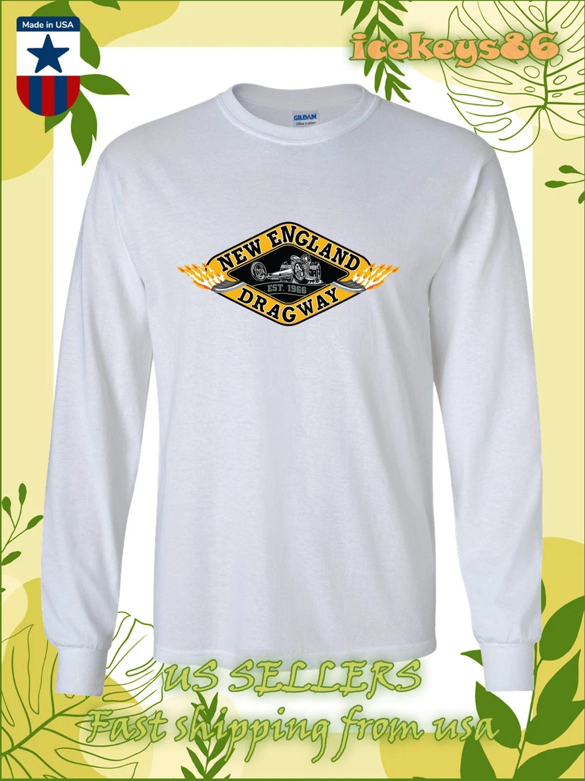 New England Dragway Logo Men's Long Sleeve T-Shirt American T-Shirt