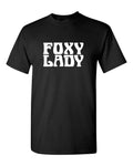 Retro Style T-shirt Novelty Groovy Design 70's Foxy Lady Classic Text