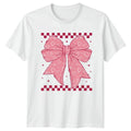 Pink Doodle Bow Heart Kawaii Womens T-Shirt Coquette Aesthetic Fashion