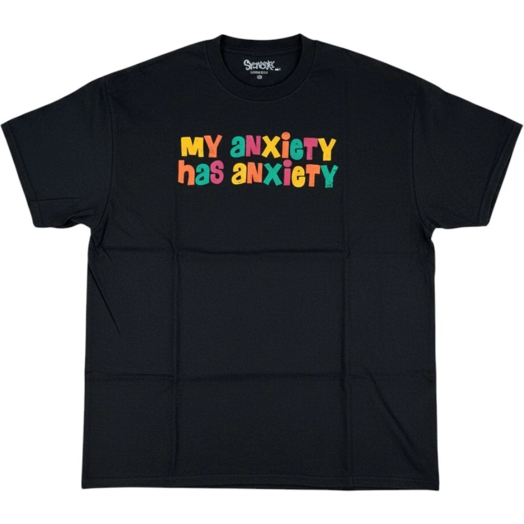 Spencer's Mens XL Black My Anxiety Has Anxiety Graphic T Shirt Funny Novelty