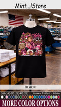 Cozy Winter Girl T-Shirt, Christmas Snowman Hot Cocoa Graphic Tee Image 1 of 4