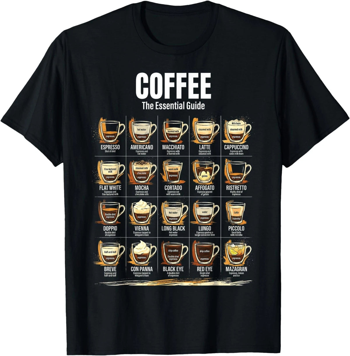 Coffee The Essential Guide Barista Espresso Types T-Shirt