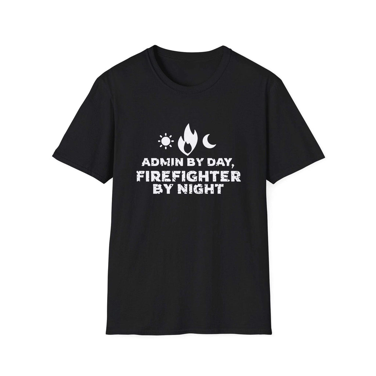 Admin By Day, Firefighter By Night White Ink Tee