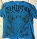 2000s Y2K MMA Sinister Brand Mens Blue T Shirt Size XL