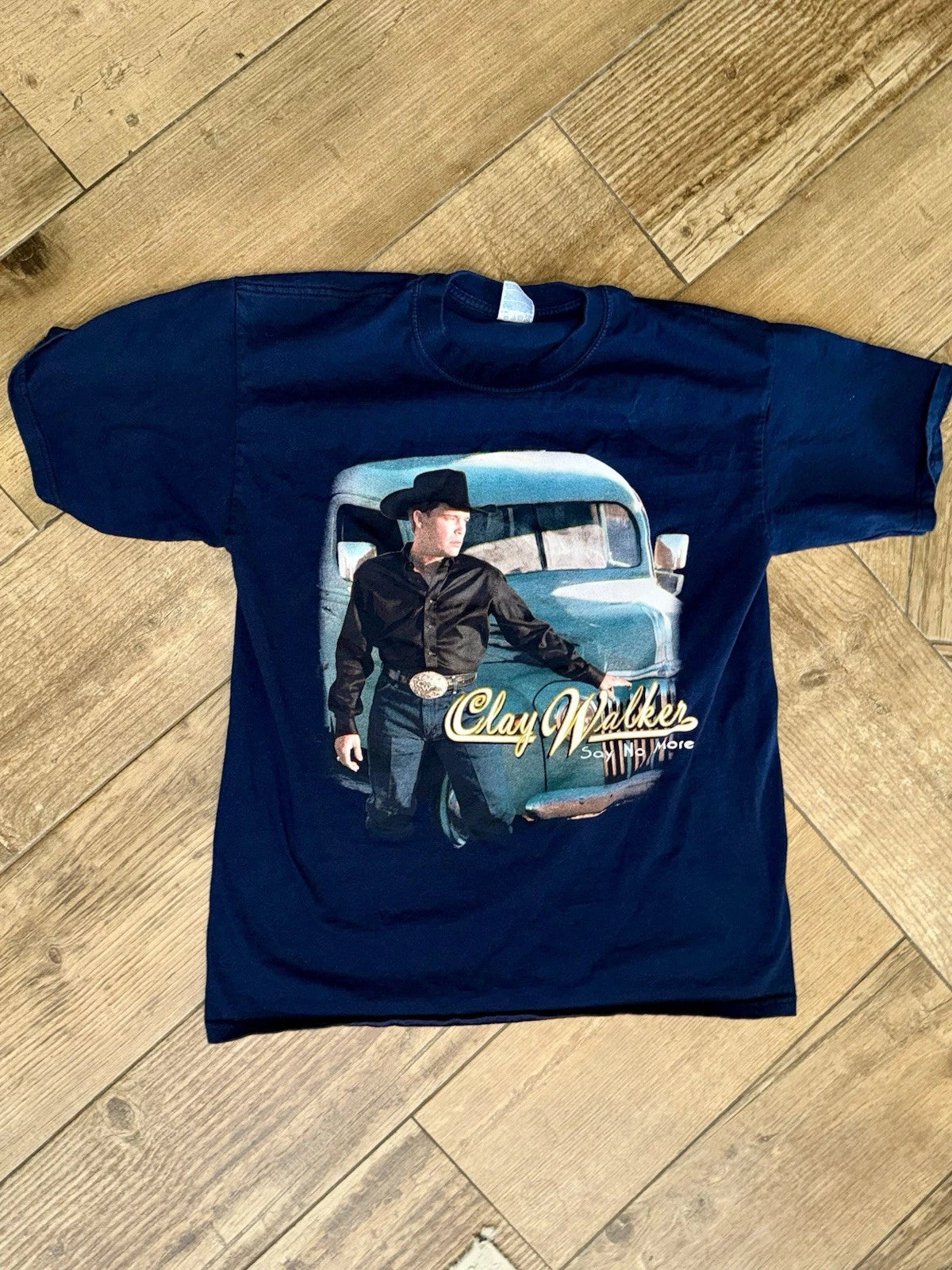 Vintage concert shirt 90's country Clay Walker Graphic Navy Crew Neck T-Shirt L