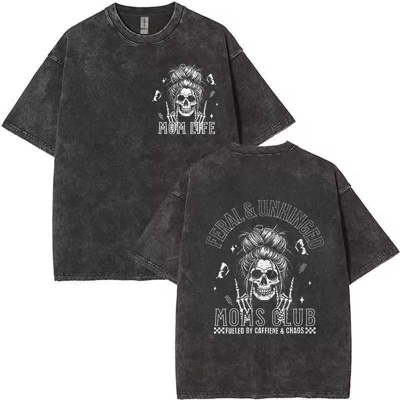 ��Mom Life Feral & Unhinged T-Shirt | Caffeine Fueled Mom Humor Tee��