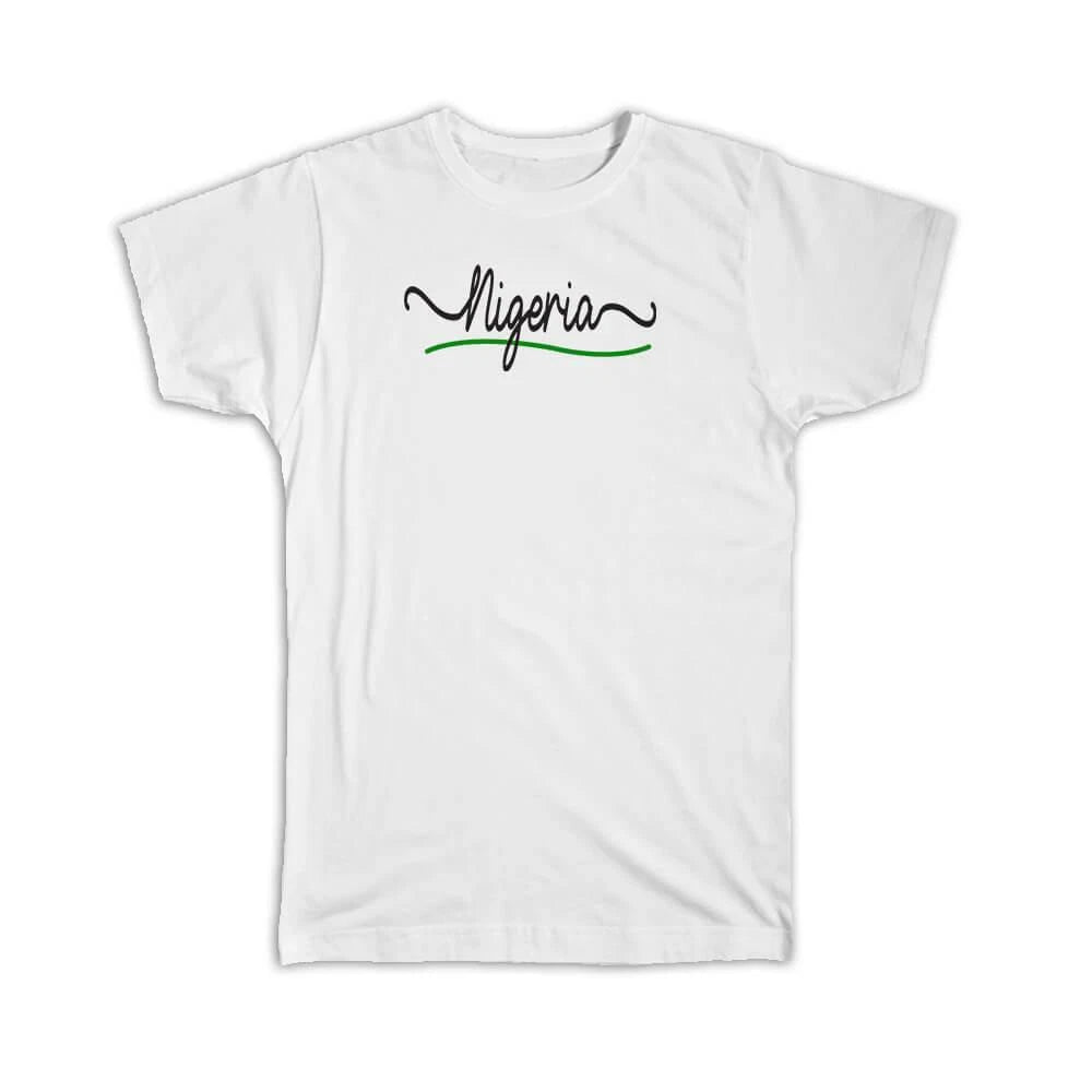 Gift T-Shirt : Nigeria Flag Colors Travel Expat Country Minimalist