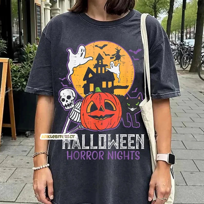 Halloween Horror Nights Retro Movie Poster Spooky Skeleton Shirt, Halloween Horr