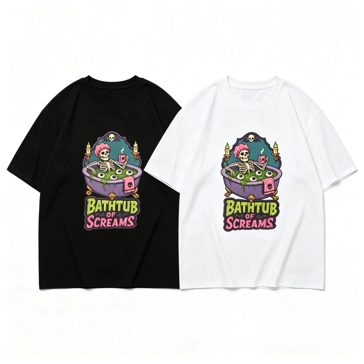 Bathtub Of Screams Skeleton Bath Halloween T-Shirt SIZE S-5XL