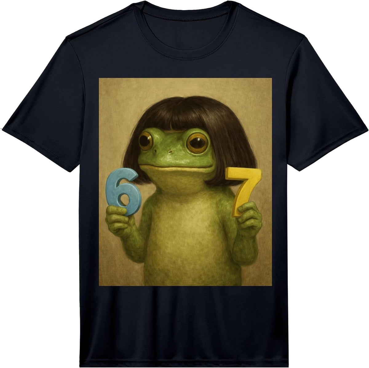 Funny 67 Frog with Bob Haircut T-Shirt - Gen Z Meme Design