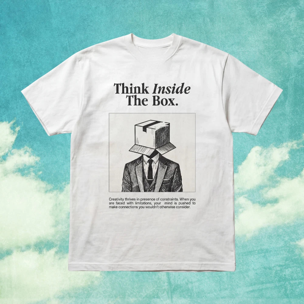 Think Inside The Box Graphic T-Shirt Creative Quote Streetwear Tee S-5XL
