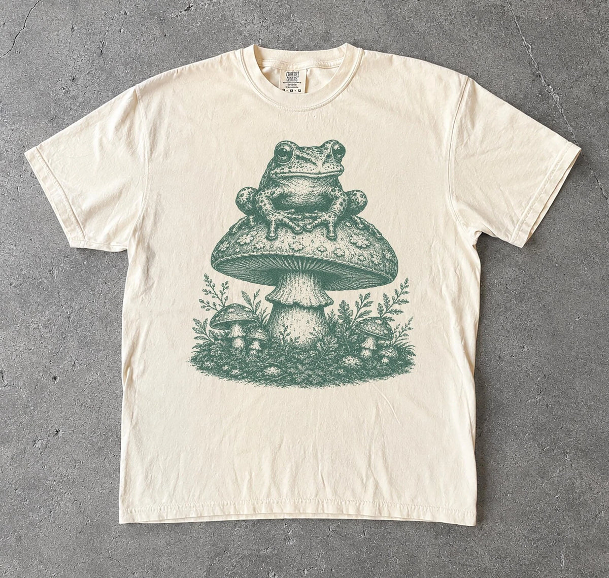 Frog Mushroom Graphic T-Shirt Goblincore Cottagecore Forestcore Tee Image 1 of 3