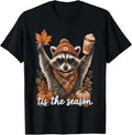 Funny Fall Raccoon Pumpkin & Coffee Autumn T-Shirt - Tis The Season