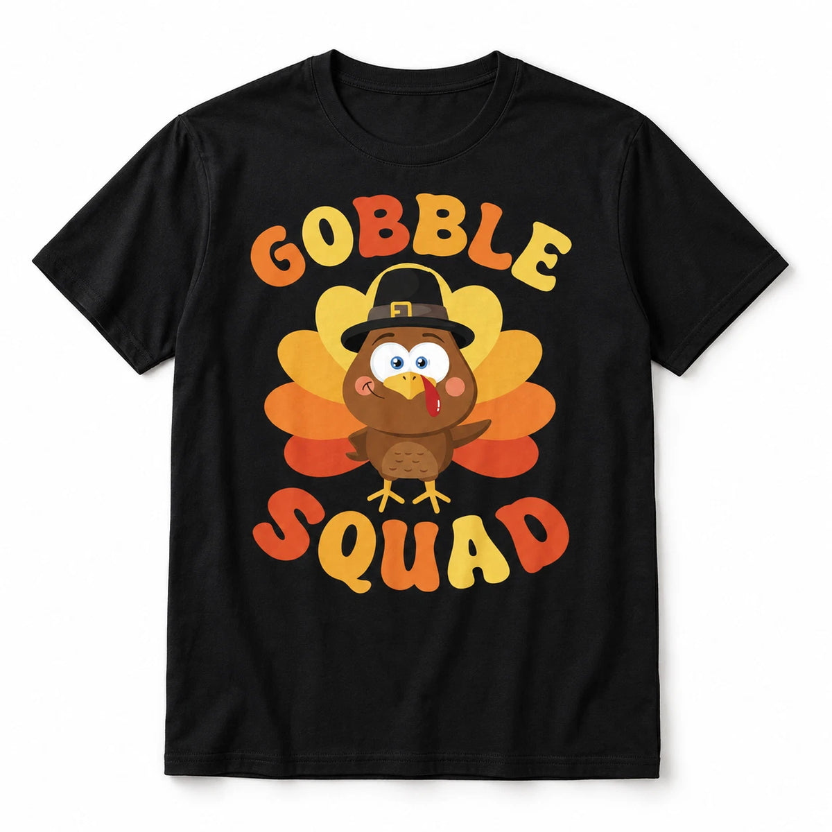 Gobble Squad Thanksgiving Turkey Funny Fall Family Matching Graphic T-Shirt