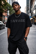 WXYZ Savage Oversized Luxury Tee XL Black Graphic Streetwear Cotton Blend NWT