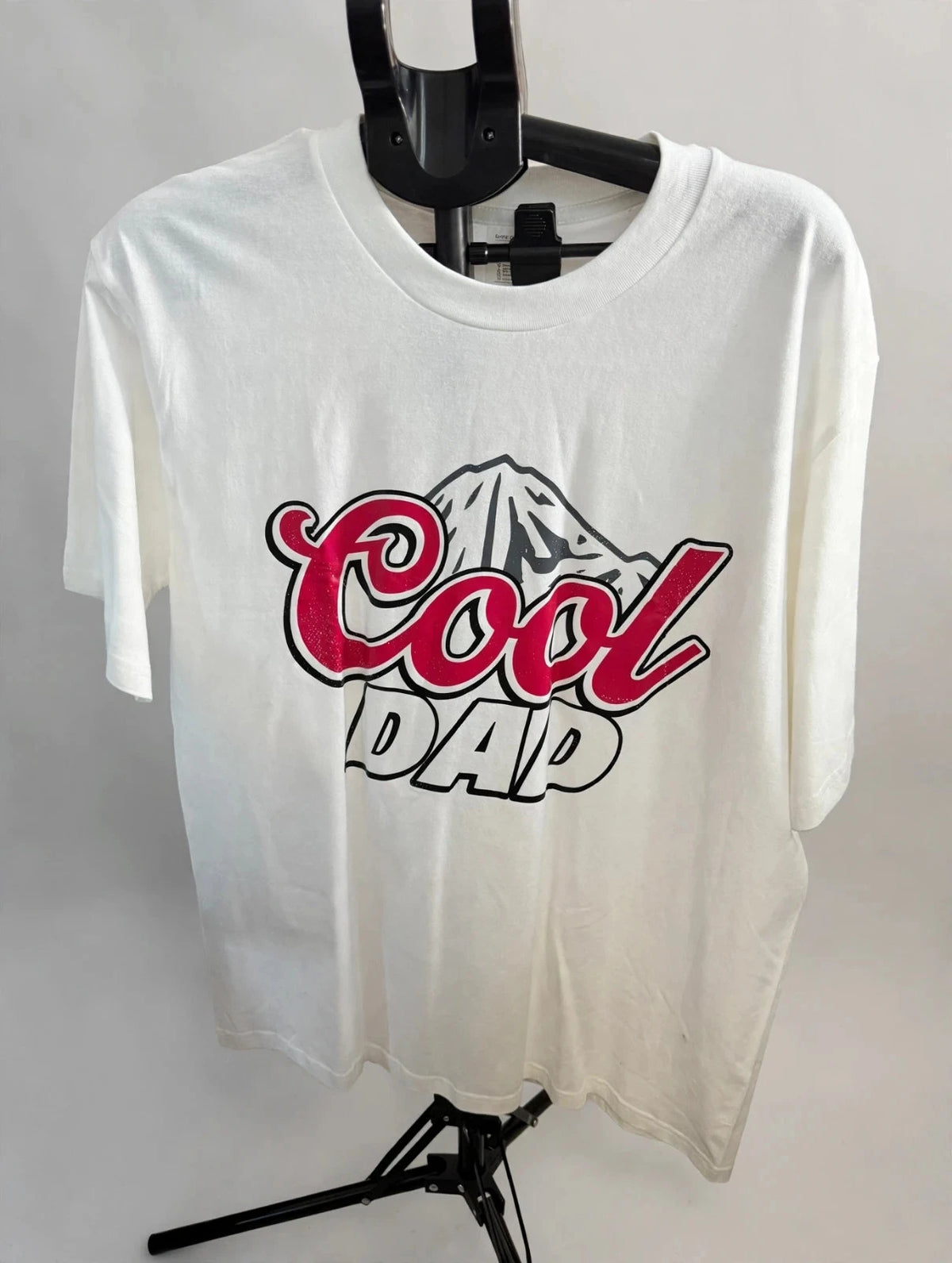 Cool Dad Funny Graphic T-Shirt White Size L Beer Parody Logo Tee