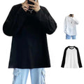 Striped Men Sweatshirt Crew Neck Casual Loose Long Sleeve Streetwear Shirt