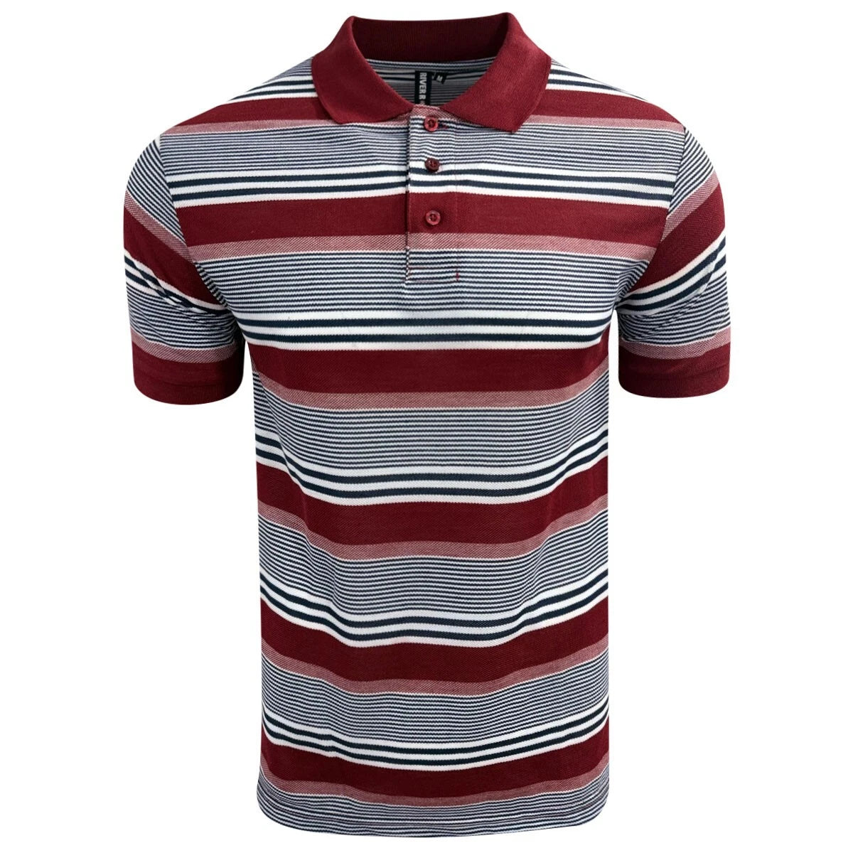 Mens Stripe Pique Polo Short Sleeve Cotton Outdoor Brand New T-Shirt Casual Tee