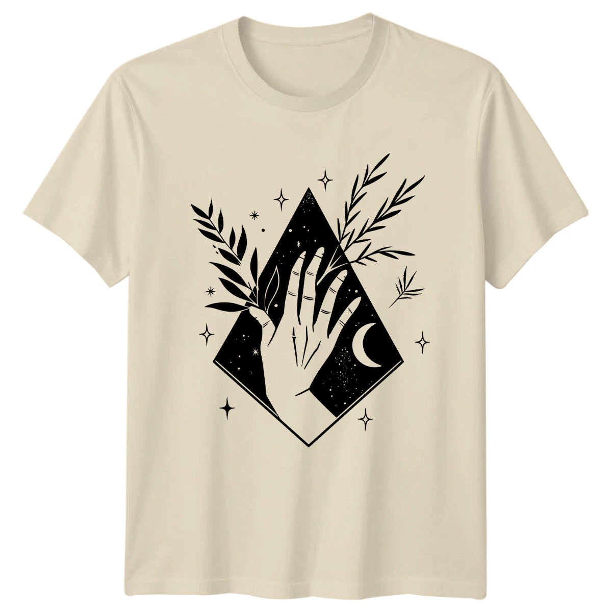 Celestial Hand Moon Stars Magic Aesthetic Graphic T-Shirt