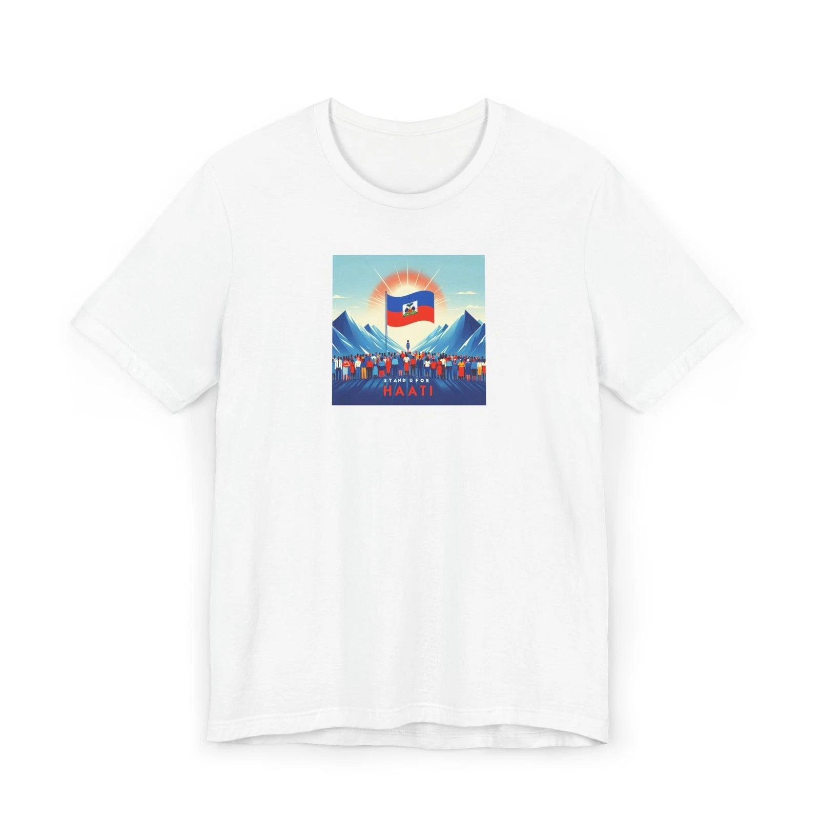 Haiti Flag Mountains Graphic T-Shirt | Caribbean Pride