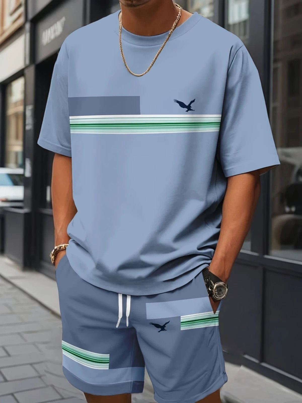 T-Shirt & Shorts. Trendy Short-Sleeve Round-Neck for Summer. Medium US 38. New.