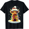 Christmas Xmas Highland Cow Design Funny Cow Unisex T-Shirt