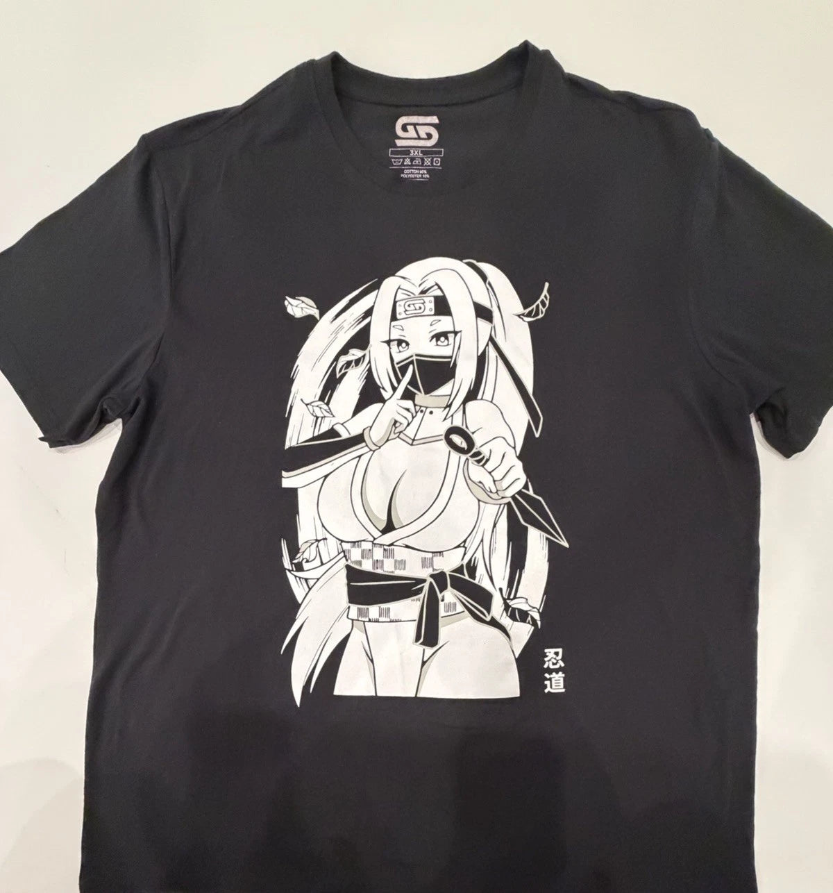 Gamer Supps Shirt Men’s 3XL Waifu Anime Girl Ninja Dagger (H5)