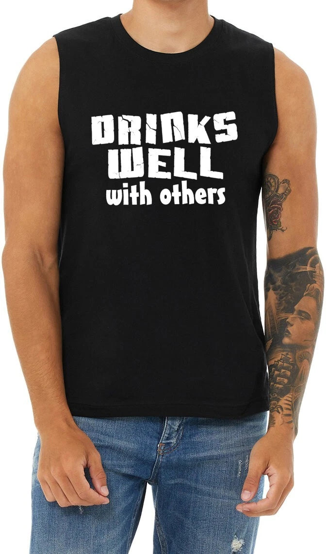 Funny Drinking Shirt Cut Off Shirts Sleeveless Muscle Tee Men Graphic Tees beer