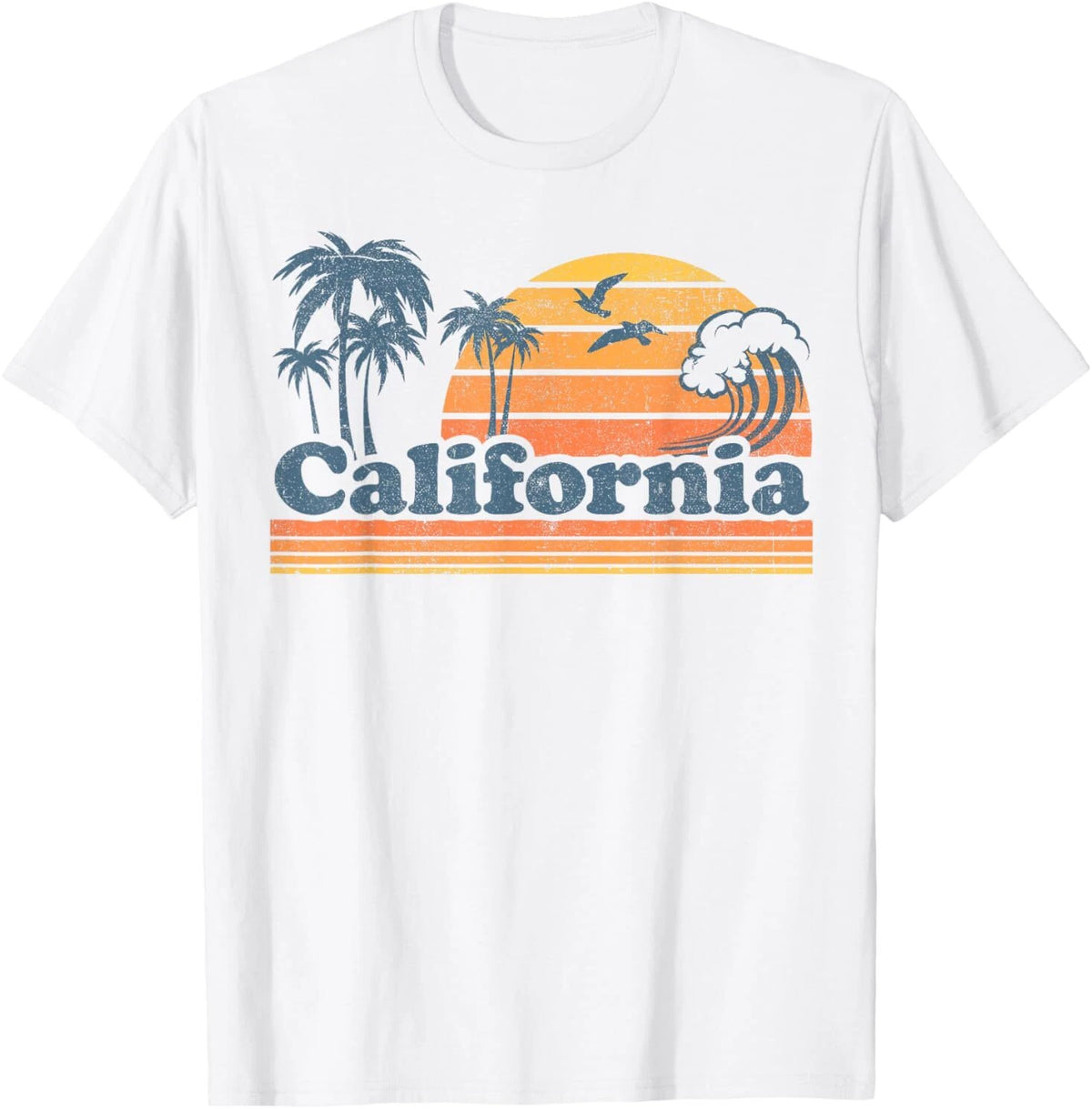California Vacation Sunset Cute Cali 70s Vintage Retro Beach T-Shirt