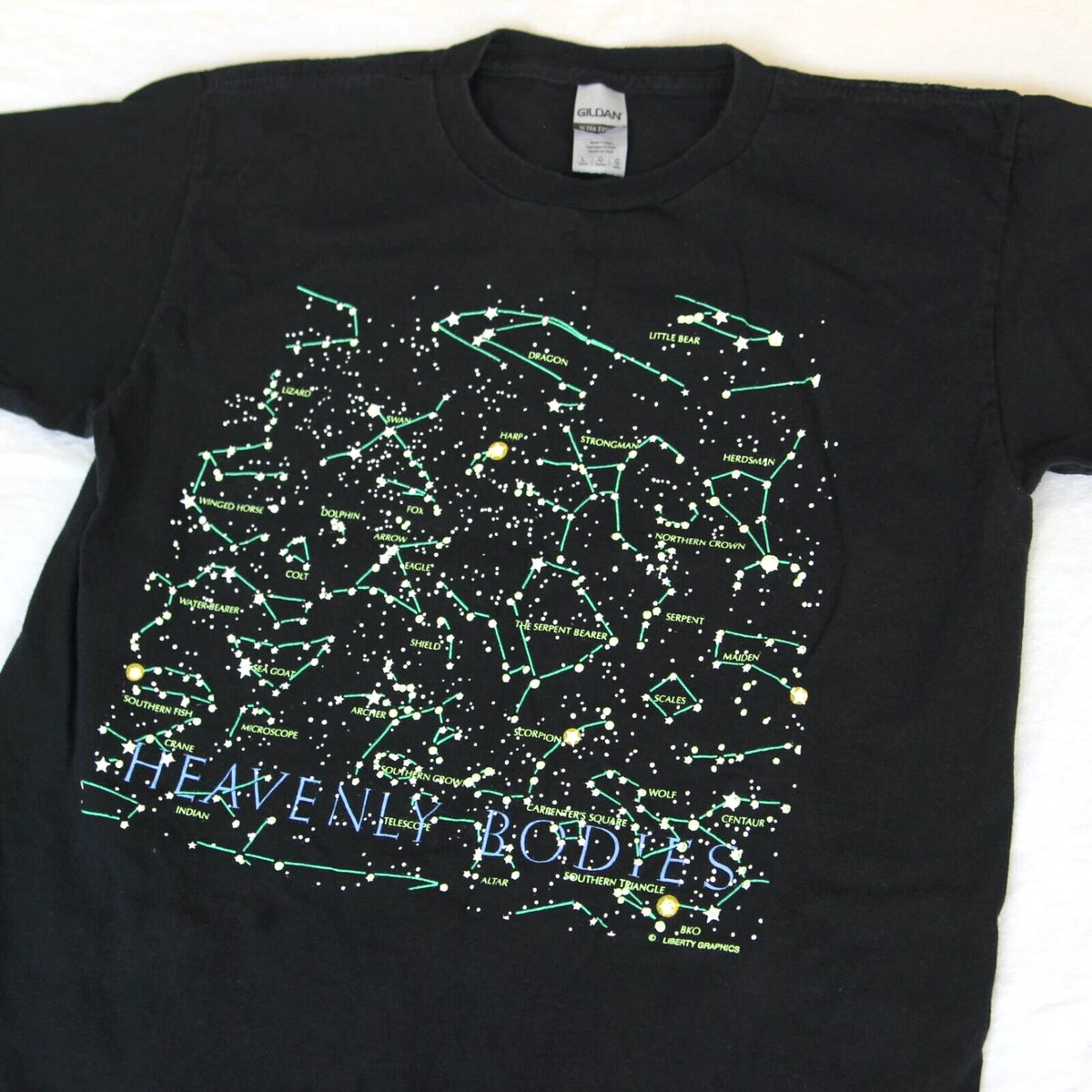 Heavenly Bodies T Shirt Constellations Astrology 2 SIDED Mens S (Tag Youth L)