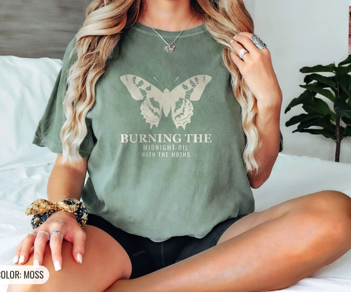 Dark Academia Shirt - Burning the Midnight Oil with the Moths Comfort Colors Tee